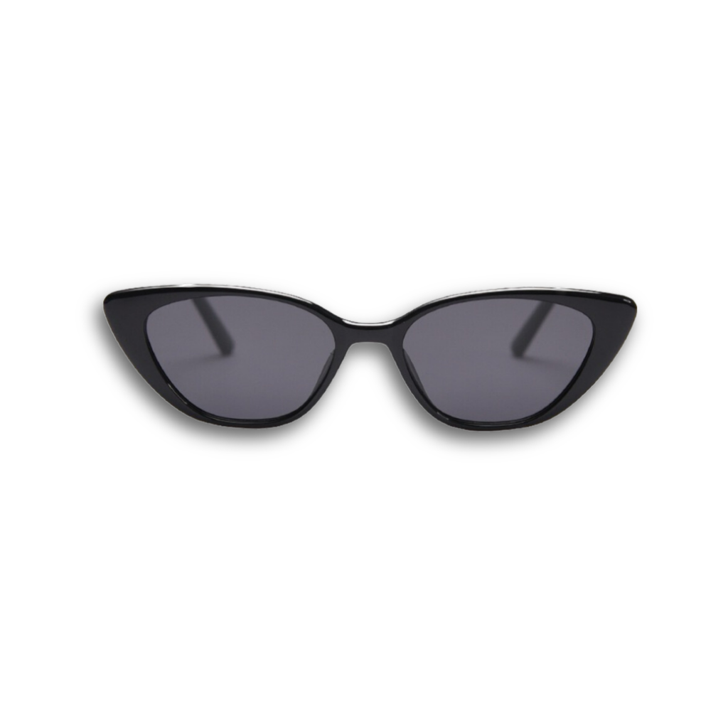 Embrace a playful and dramatic retro vibe with these By Charley unisex black cat-eye sunglasses featuring polarized lenses.