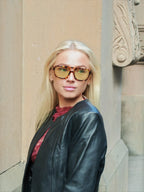 Stylish unisex polarized aviator sunglasses by By Charley, featuring a classic tortoiseshell frame and olive green lenses that offer 100% UV protection, reduce glare, and create a unique vintage aesthetic