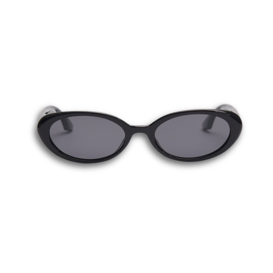 Embrace a fun vintage vibe with these By Charley unisex oval sunglasses in black with polarized lenses for a playful retro look.