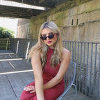 Playful unisex cat-eye sunglasses by By Charley, featuring a classic tortoiseshell frame and polarized lenses that offer 100% UV protection and glare reduction for a dramatic, retro-inspired statement.